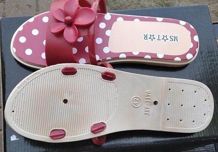 ELEGANCKIE czerwone KLAPKI DAMSKIE Z KWIATKIEM r38 - zdjęcie 2