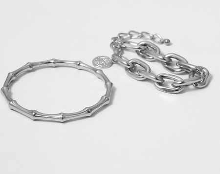 Zestaw 2 Bransoletek Modne Damskie Srebrne Bransoletki - zdjęcie 3