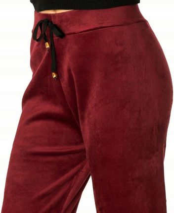 WELUROWE SPODNIE WELUROWE DAMSKIE GŁADKIE BAWEŁNA BORDOWE XL/2XL - zdjęcie 2