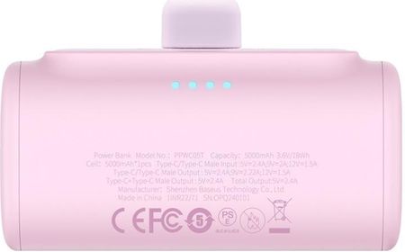 Baseus Compact 5000mAh 20W USB-C Różowy - zdjęcie 2