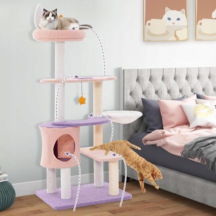 Costway Drapak Dla Kota Z Legowiskiem Dla Kota Hamakiem I Zabawką 140Cm - zdjęcie 3