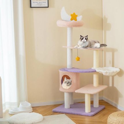 Costway Drapak Dla Kota Z Legowiskiem Dla Kota Hamakiem I Zabawką 140Cm - zdjęcie 6