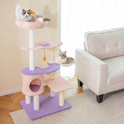 Costway Drapak Dla Kota Z Legowiskiem Dla Kota Hamakiem I Zabawką 140Cm - zdjęcie 4