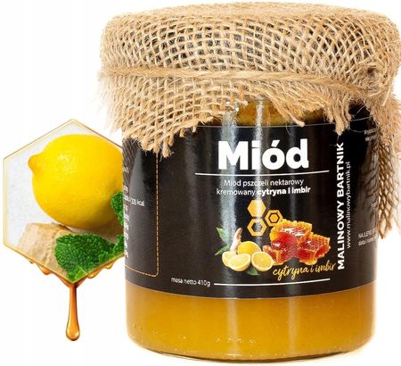 Malinowy Bartnik Miód Z Cytryną Imbirem 410g Nektarowy Kremowany Polskie Pasieki Cytrynowy - zdjęcie 6