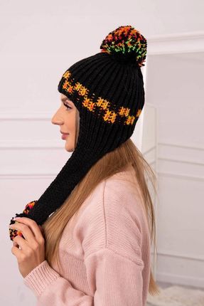 Czapka damska uszatka Nadia K321 czarna - zdjęcie 2