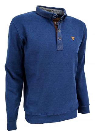 BLUZA POLO MĘSKA CIEPŁA -BŁĘKIT 4XL BASTION - zdjęcie 2