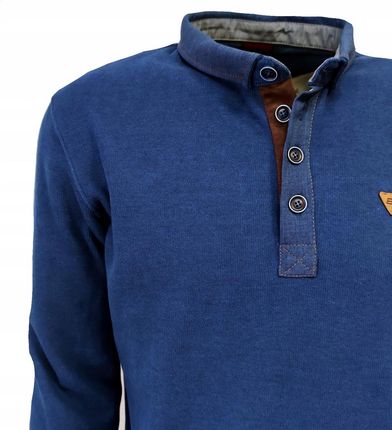 BLUZA POLO MĘSKA CIEPŁA -BŁĘKIT L BASTION - zdjęcie 2