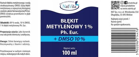 NatVita Błękit Metylenowy Farmaceutyczny 1% + DMSO 10% 100ml Roztwór - zdjęcie 2