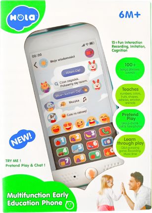Hola Interaktywny Telefon Dla Dzieci Smartfon Edukacyjny Nauka 100 Dźwięków Gra - zdjęcie 4
