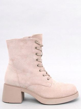 Botki sznurowane na obcasie MAYFIELD BEIGE 40 - zdjęcie 3
