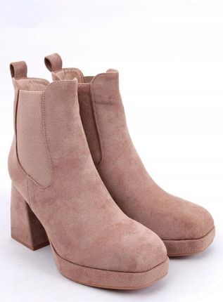 Botki na szerokim obcasie CIARA KHAKI 39 - zdjęcie 4