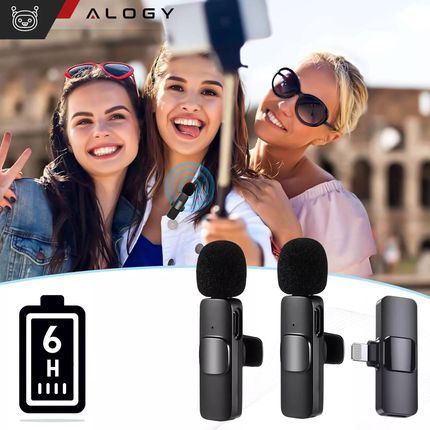 Alogy Mikrofon Krawatowy Bezprzewodowy Lightning Do Apple Iphone/Ipad 2szt. - zdjęcie 2