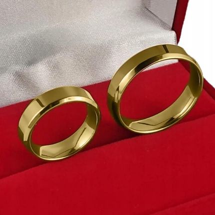 KO2 Złota Obrączka Ślubna Fazowana Stal 316L 1SZT. - zdjęcie 6