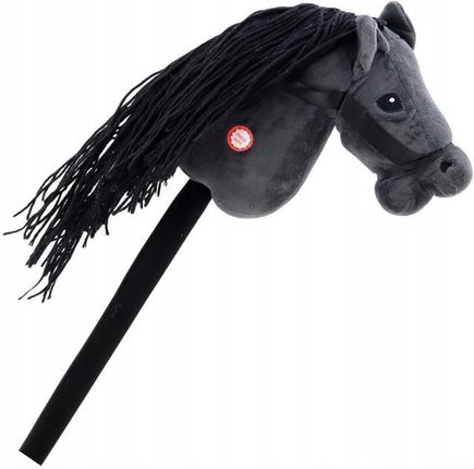 Leantoys Hobby Horse Pluszowy Koń Długowłosy Czarny Dźwięk - zdjęcie 3