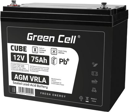 Green Cell Cube AGM VRLA IP54 12V 75Ah AGM12V75AHJ - zdjęcie 2