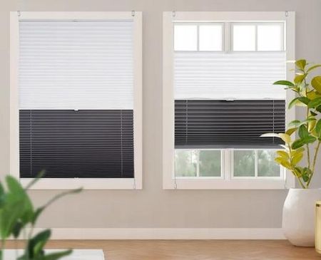 Roleta Plisowana Dzień Noc Plisy Podwójna Biało Szara Sekey 60x150 Cm - zdjęcie 3
