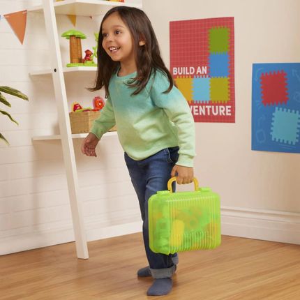 Bristle Blocks Safari Adventure Carrying Case Klocki Jeżyki Zestaw 85El. W Walizce - zdjęcie 3