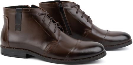 Buty męskie zimowe eleganckie trzewiki 282LU ciemny brąz - zdjęcie 2