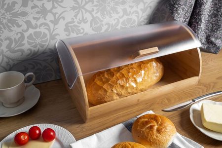 Brunbeste Chlebak Naturalny Drewniany Pojemnik Na Chleb Pieczywo Bułki Bambus (2763) - zdjęcie 3