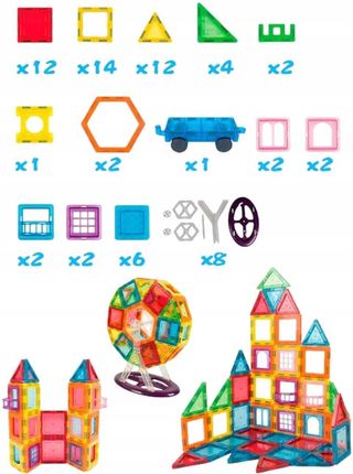 Aig Duże Klocki Magnetyczne Konstrukcyjne Kafelki Panele Magnetic Tiles Zestaw - zdjęcie 6