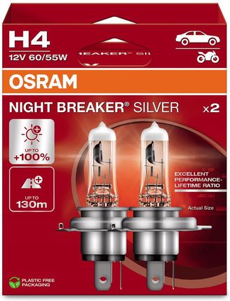 Osram H4 P43T 12V 60/55W +100% Night Breaker Silve 224025 - zdjęcie 4