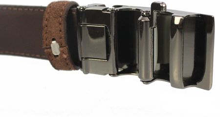 Pasek Męski Skórzany Arucce (PL) Skóra Licowa ZAMSZOWY EXTRA 35 mm BRĄZOWY Gładki Klamra Samozaciskowa BEZNIKLOWA SREBRNA 4 - zdjęcie 3