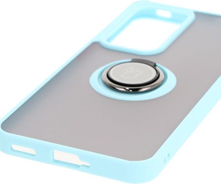 Bizon Etui Z Uchwytem Na Palec Case Hybrid Ring Do Oppo Reno 12 Pro Przydymione Jasnoniebieską Ramką - zdjęcie 2