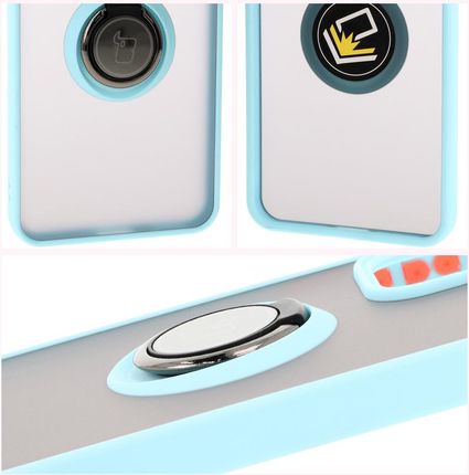 Bizon Etui Z Uchwytem Na Palec Case Hybrid Ring Do Oppo Reno 12 Pro Przydymione Jasnoniebieską Ramką - zdjęcie 6
