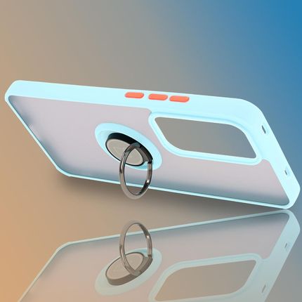 Bizon Etui Z Uchwytem Na Palec Case Hybrid Ring Do Oppo Reno 12 Pro Przydymione Jasnoniebieską Ramką - zdjęcie 4