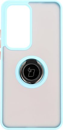 Bizon Etui Z Uchwytem Na Palec Case Hybrid Ring Do Oppo Reno 12 Pro Przydymione Jasnoniebieską Ramką - zdjęcie 5