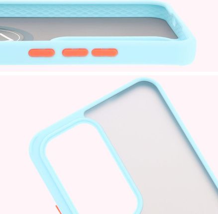 Bizon Etui Z Uchwytem Na Palec Case Hybrid Ring Do Oppo Reno 12 Pro Przydymione Jasnoniebieską Ramką - zdjęcie 3