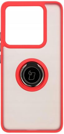 Bizon Etui Z Uchwytem Na Palec Case Hybrid Ring Do Xiaomi 14T Pro Przydymione Czerwoną Ramką - zdjęcie 2
