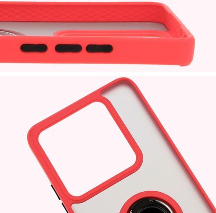 Bizon Etui Z Uchwytem Na Palec Case Hybrid Ring Do Xiaomi 14T Pro Przydymione Czerwoną Ramką - zdjęcie 4