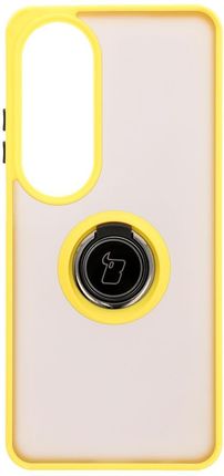Bizon Etui Z Uchwytem Na Palec Case Hybrid Ring Do Oppo A60 4G Przydymione Żółtą Ramką - zdjęcie 5