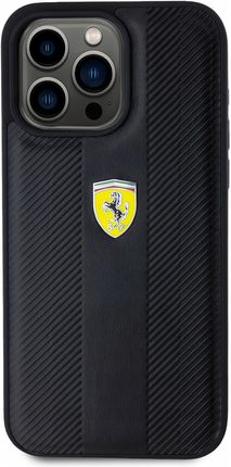 Ferrari Plecki Do Iphone 15 Pro Max 6 7 Black Leather Hot Stamp Groove - zdjęcie 3