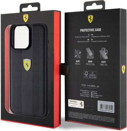Ferrari Plecki Do Iphone 15 Pro Max 6 7 Black Leather Hot Stamp Groove - zdjęcie 2
