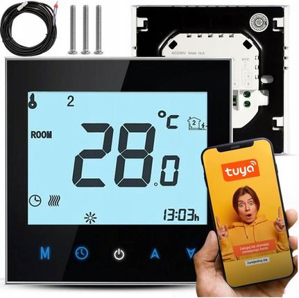 TERMOTIQ Termostat pokojowy WiFi Tuya z programatorem na Ogrzewanie Elektryczne czarny - zdjęcie 6