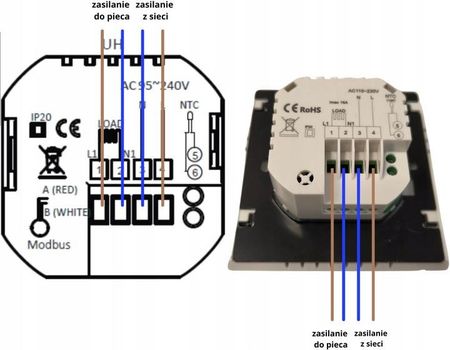 TERMOTIQ Termostat pokojowy WiFi Tuya z programatorem na Ogrzewanie Elektryczne czarny - zdjęcie 2