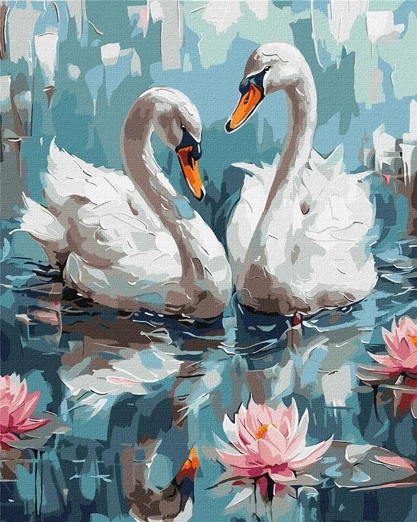 Zdjęcie Ideyka Malowanie Po Numerach Zakochane Łabędzie 40X50Cm - Przemyśl