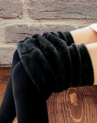 Legginsy SPODNIE Ocieplane Futerkiem Czarne Damskie THERMO 4/6XL - zdjęcie 4