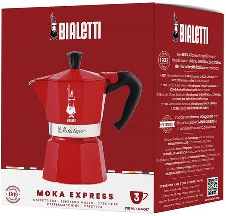 Bialetti Kawiarka Moka Express Nutcracker 3 Filiżanki Czerwona Świąteczna - zdjęcie 2