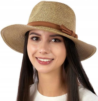 KAPELUSZ damski męski PANAMA fedora SŁOMKOWY lato ELEGANCKI - zdjęcie 4