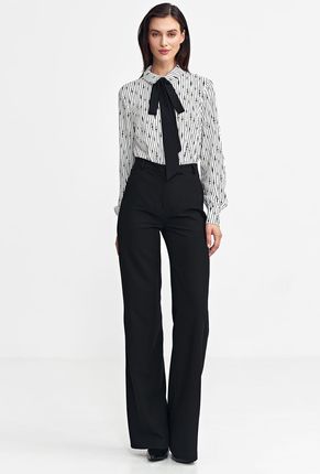 Spodnie bootcut, z krytym guzikiem - czarny - SD101 (kolor czarny, rozmiar 38) - zdjęcie 2