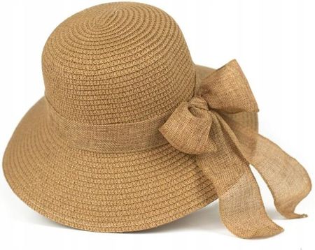 Kapelusz Damski Słomkowy Plażowy Elegancki Retro Vintage z Kokardą Letni 56 - zdjęcie 5