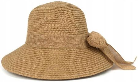 Kapelusz Damski Słomkowy Plażowy Elegancki Retro Vintage z Kokardą Letni 56 - zdjęcie 3