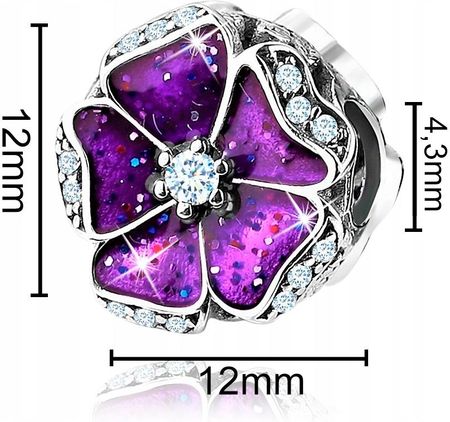 Mennica Bydgoska Srebrny Charms 925 Zawieszka Kwiatek Beads Koralik - zdjęcie 5
