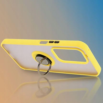 Bizon Etui Z Uchwytem Na Palec Case Hybrid Ring Do Honor 200 Lite Przydymione Żółtą Ramką - zdjęcie 4