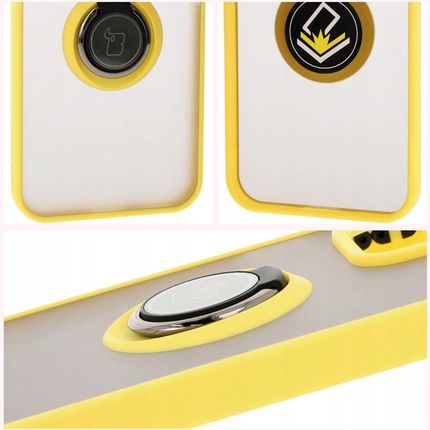 Bizon Etui Z Uchwytem Na Palec Case Hybrid Ring Do Honor 200 Lite Przydymione Żółtą Ramką - zdjęcie 6