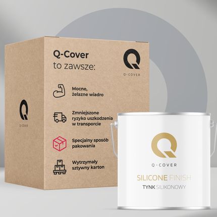 Q-Cover Tynk Silikonowy Elewacyjny Szary Stalowy F265 7Kg 1,0Mm - zdjęcie 6