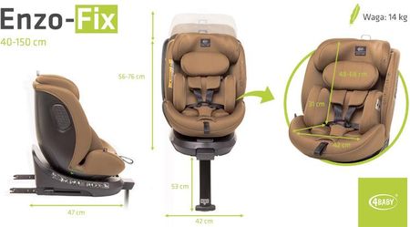 4 BABY Fotelik ENZO-FIX 40-150cm mokka I-SIZE - zdjęcie 2